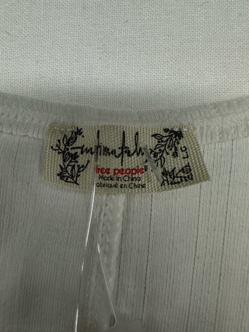 Free People Intimately Cream Ribbed Racerback Crew Neck Lettuce Hem Tank Top L‎ - Picture 3 of 8